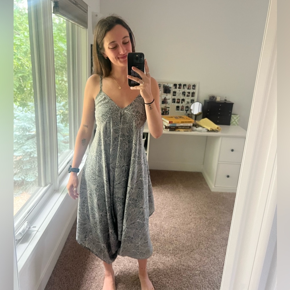 Green and White Earthy Design Jumpsuit